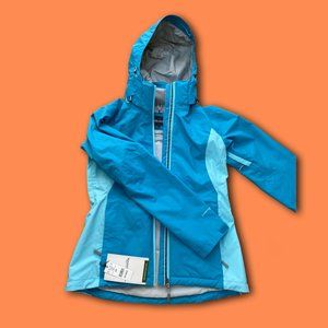blue eddie bauer rain/winter jacket with hood